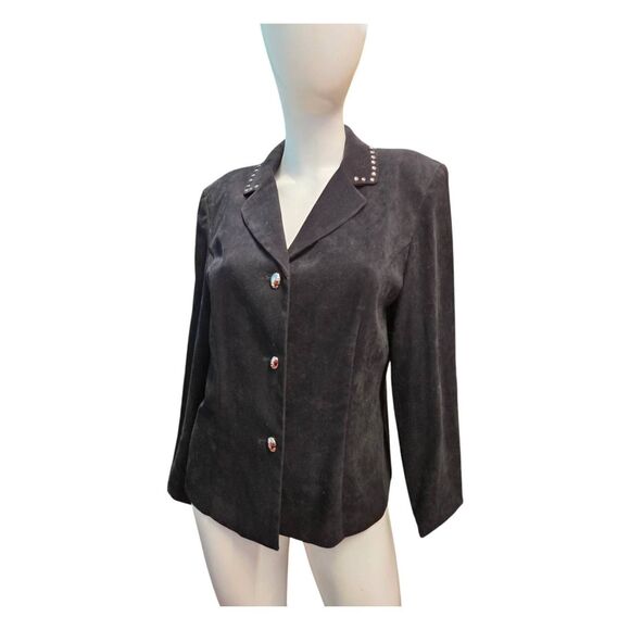 Amanda Smith Black Silver Studded Blazer Womens Size 8 - Picture 4 of 10